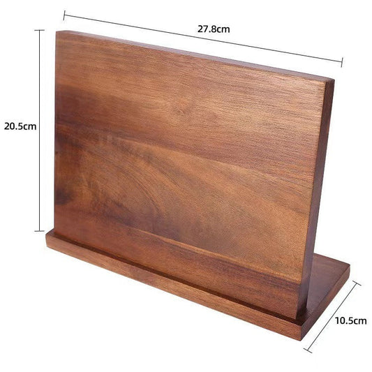 Magnetic knife block dimensions — 27.8 cm wide, 20.5 cm tall, 10.5 cm base depth — KitchnIQ